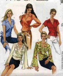 4384 MCCALLS WRAP TIED  SHORT-LONG SLEEVE TOPS PATTERN XS-M, L-XL CHOICE uncut